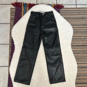 Simonett Black Kika Leather Look Full Length Utility High Waisted Pants